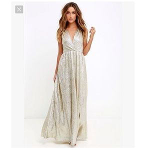 NWT Gold/Silver Metallic Maxi Dress Size Small